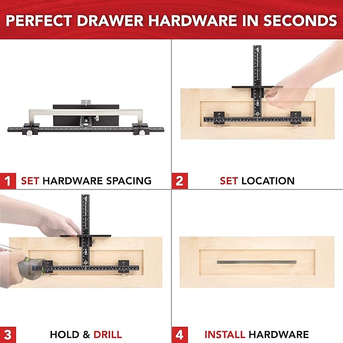 True Position Tools The Original Cabinet Hardware Jig - Made in USA - Most Accurate Tool for Knobs and Pulls - Hand Calibrated