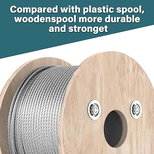 3/16 Wire Rope, 500ft 3/16 Stainless Steel Cable Wire, 7X19 Strand Aircraft Cable Wire Rope Kit, 3700lbs Breaking Strength 3/16 Steel Cable with 3/16 Cable Clamps,Thimble for Deck Railing Shade Sails