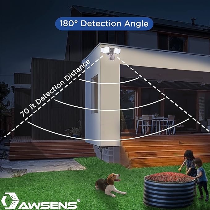 40W LED Security Lights Motion Sensor Light Outdoor, 180 Degree, 4000 LM, 5000 K, ETL Water Resistant, Clear 2 Head Motion Detector Flood Light for Garage, Yard (Bronze)