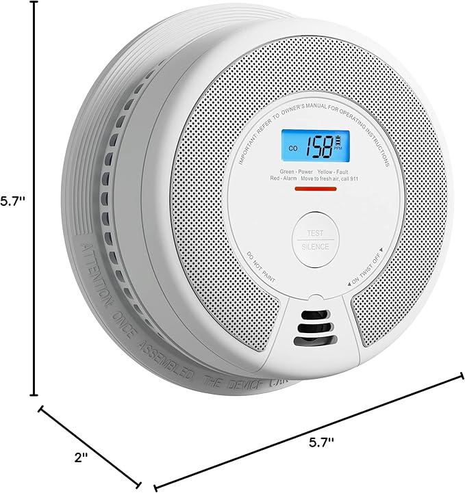 X-Sense 10-Year Battery Combination Smoke Carbon Monoxide Alarm Detector with Large LCD Display (Standalone Model)