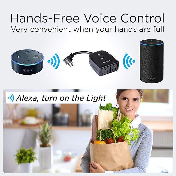 JONATHAN Y PLG1003A Outdoor Smart Dual Plug, WiFi Remote App Control, Alexa, Google Home Assistant Compatible, No Hub Required