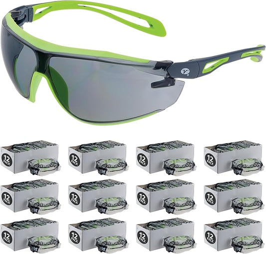 Veratti Encounter Safety Glasses, Anti-Fog Gray Lens, ANSI Z87.1 Certified, Dielectric Gray/Green Frame, Impact Resistant