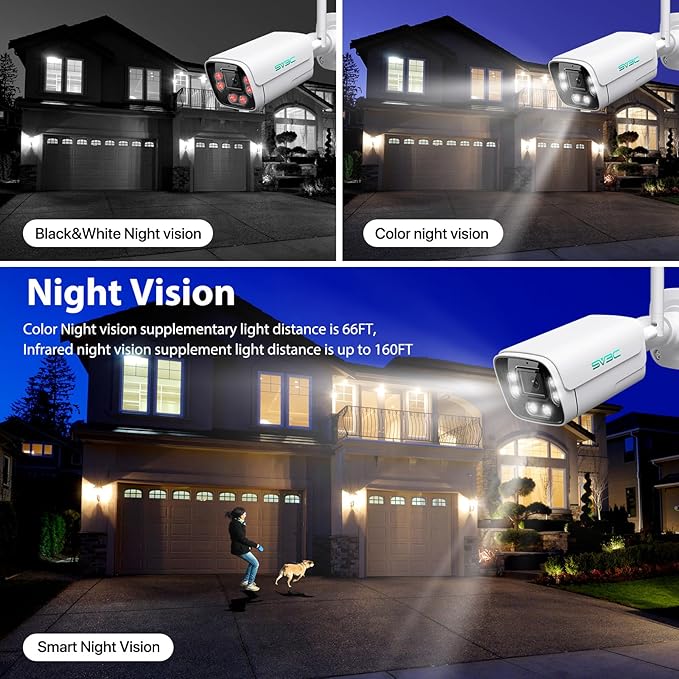 SV3C 4K WiFi IP Camera Outdoor, 8MP Wired Bullet Security Cameras with Floodlight Color Night Vision, ONVIF, RTSP, Humanoid Vehicle Pet Detection, P2P Remote View, 2-way Audio, SD Card & Cloud Storage