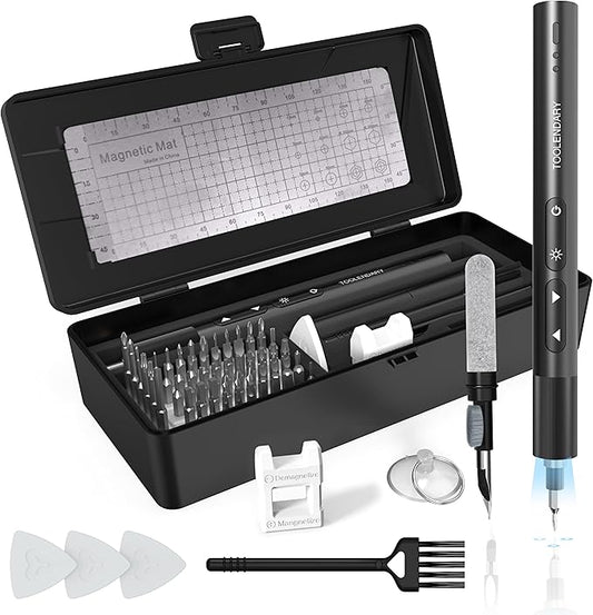 Electric Screwdriver Kits 66 in 1, Mini Screwdriver Sets, Precision Screwdriver Rechargeable with 56 Bits, Earphones Cleaner, Screwdriver Repair Tools for Camera, Laptop(Black)