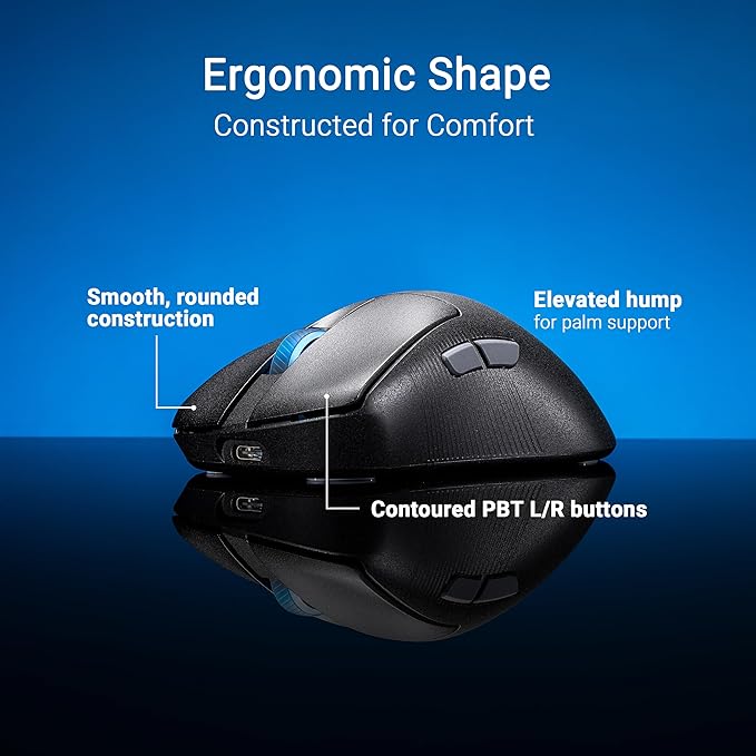 ASUS ROG Keris II Ace Wireless Gaming Mouse – Right-Handed Ergonomic, 54g, Tri-Mode Connectivity, 42K DPI, up to 107Hr Battery, PC/Mac Support - Black