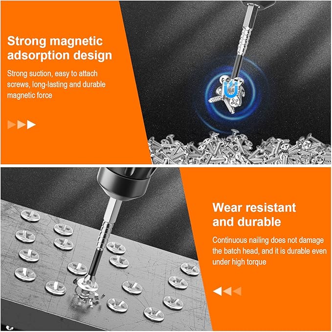 High Magnetic Screwdriver Drill Bit Set - 6pcs K5 Impact Resistant Non Slip Bit - Screwdriver Bit Set - Magnetic Screwdriver Set - 25 50 65 70 90 150mm (6pcs)