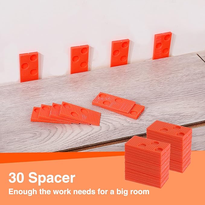 ValueMax Laminate Wood Flooring Installation Kit with Solid Tapping Block, Wider Heavy Duty Pull Bar, Reinforced Double-Faced Mallet with Non-Slip Soft Grip, Foam Kneepads, 30-Piece Spacers