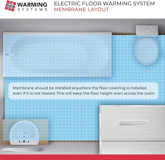 15 Sqft 120V Electric Radiant Floor Heating Kit – Includes Heating Cable, Heat Membrane, WiFi LED Programmable Thermostat and Installation Monitor