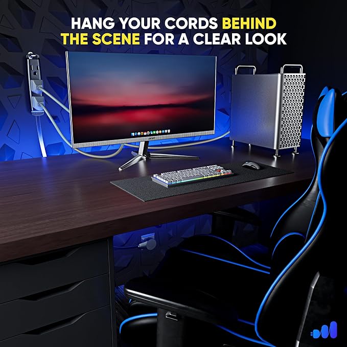 Maximm 360 Degree Rotating Flat Extension Cord 3 Ft Multi 3 Outlet Power Cord with Loop, Grounded 16 AWG UL Certified, Black