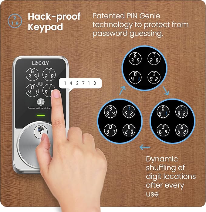 Lockly PIN Genie Pro Zeno Series Smart Lock, Keyless Entry Door Lock with Apple Home Key, Built-in Wi-Fi Keypad Deadbolt Locks for Front Door, App Remote Control, IP65 Weatherproof, Easy Installation