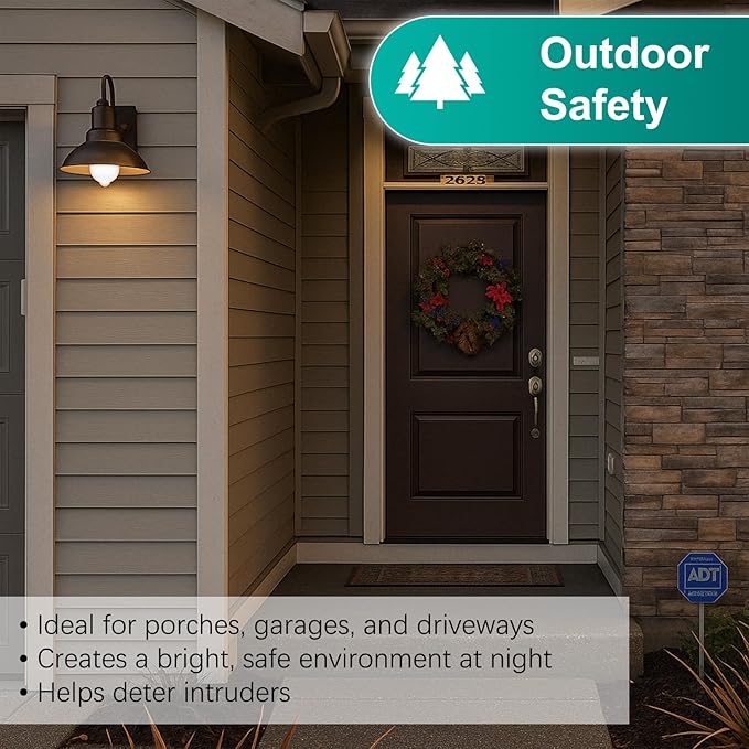 DiCUNO PIR Motion Sensor Light Bulbs Outdoor, 8W (60W Equivalent), Motion Activated Dusk to Dawn Security LED Bulb, for Front Porch, Front Door, 810LM, 2700K Warm White, 2 Pack