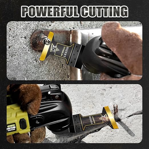 3PCS Titanium Oscillating Tool Blades, Professional Universal Titanium Oscillating Saw Blades Multitool Blades Kits for Metal Wood Plastics, Dewalt Milwaukee Ryobi Fein