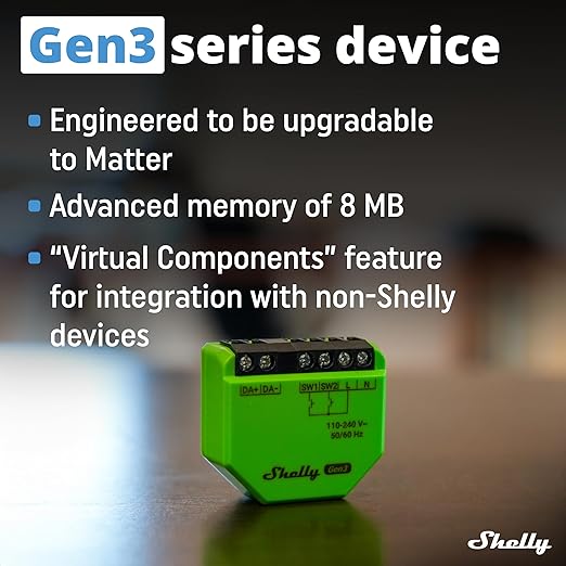 Shelly DALI Dimmer Gen3 | WiFi Smart Dimming | Home Automation | LED Control Gear | BLE Gateway | Smart Schedules | Compatible with Alexa & Google Home | iOS Android App | No Hub Required