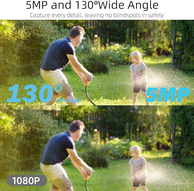 Rraycom Wireless Solar Security Camera Outdoor with Siren Alarm & Spotlight, 5MP Battery-Powered Security Camera with 130° Angle, AI Motion Detection,2-Way Talk, Cloud/SD, IP65