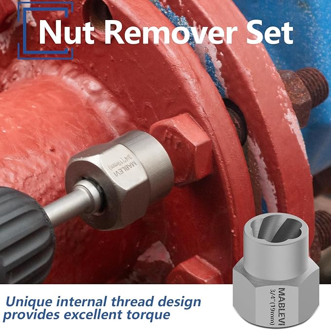 MABLEVI 49 Pcs Screw Extractor Bolt Extractor Set, Left Hand Drill Bit Set, Easy Out Multi-Spline Stripped Bolt Remover for Broken Rusted Nuts Bolts Screws