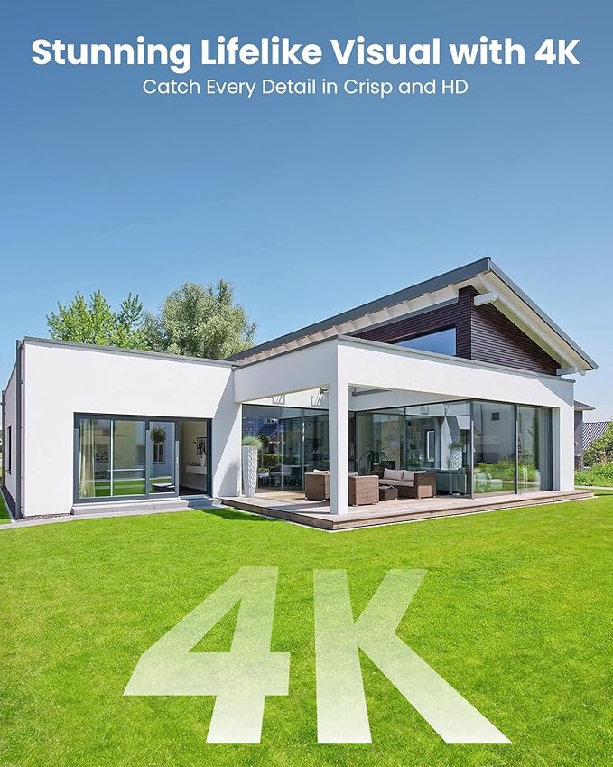 4K PoE Security Camera System, 4 Pcs Metal Casing Wired Cameras for Home Security Outdoor Indoor with 4K 8CH NVR, 2TB HDD for 24-7Recording, Human/Vehicle/Pet/Parcel Detection