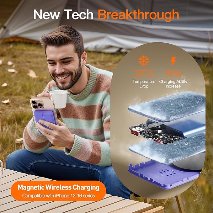 Magnetic Portable Charger, 16800mAh Wireless Power Bank, with 20W USB-C Fast Charging and LED Digital Display Magnetic Battery Pack, Compatible with iPhone 17/16/15/14/13/12 Full Series (2025)
