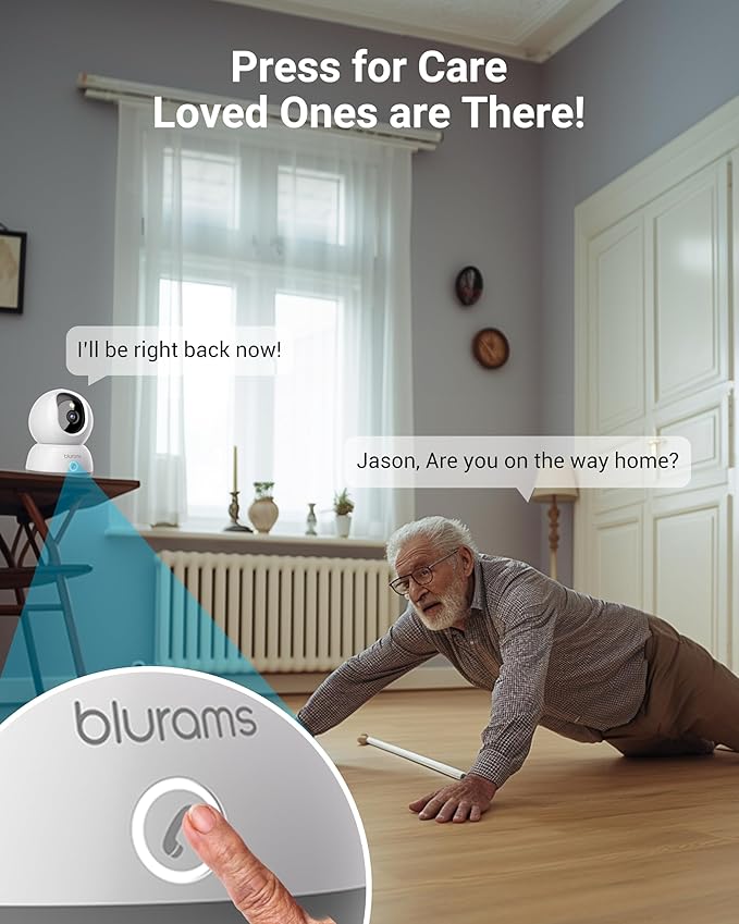 blurams 2K Indoor Camera, Cameras for Home Security with One-Touch Call, Home Camera w/Color Night Vision, Motion Tracking, Cloud & SD Card Storage (2Pack)