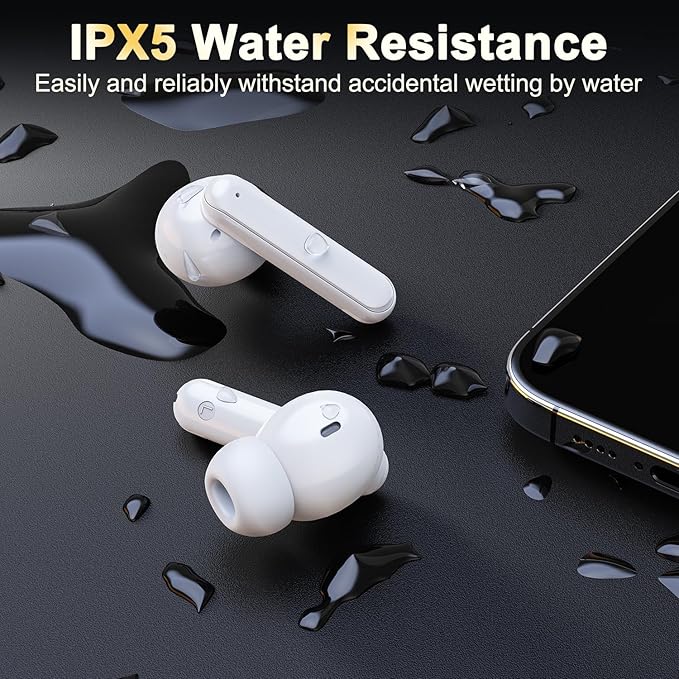 Active Noise Canceling Wireless Earbuds，Big Bass Stereo Sound，4 Mic ENC AI Clear Calls With Low-latency For Phone&Pad&TV，40H Playtime LED Display，IPX5 Waterproof Earphones，Bluetooth 5.4 Earbuds