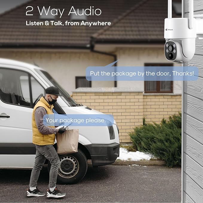 Kittyhok 【ColorPura】 PTZ Solar Security Camera Outdoor Wireless, Pro True Color Night Vision, Solar Powered, 2K FHD, Human Detection, 2 Way Audio, IP66 Weatherproof, Local Recording for Home Security