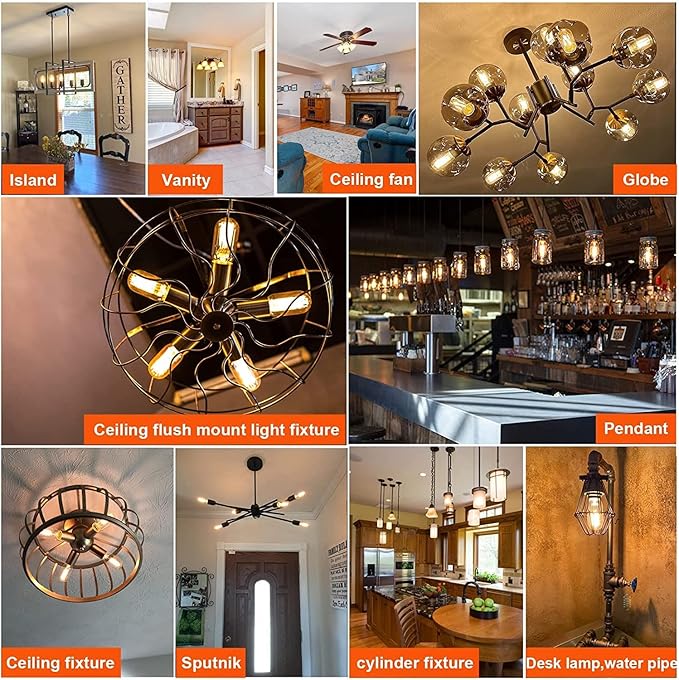 LED Tubular Bulb 4W,E26 Clear Edison Bulb,40W Equivalent 400 Lumens, Antique Edison Style LED Filament Light Bulbs,2700K Warm White Non Dimmable Pack of 6