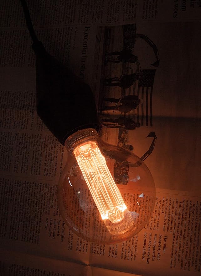 Globe Edison LED Light Bulb, Vintage Decorative Dimmable Bulb Round Glass Cover, 3.5W Low Lumen Eye-Caring Soft Dim Lighting for Mood(Not Daylight White), E26 Medium Base, Amber RN G95