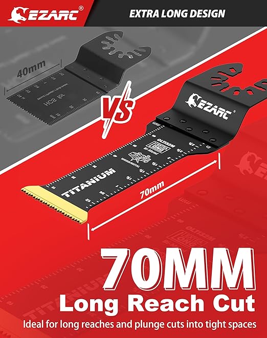 EZARC Titanium Oscillating Saw Blades, Extra-Long Oscillating Multitool Blades for Metal, Wood Nails, Screws Cutting, Plastic, 10 Pack