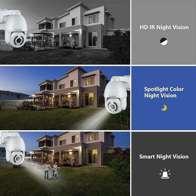 SV3C 5MP PTZ Outdoor Camera, ONVIF POE IP Home Security Camera, 5X Optical Zoom Auto Tracking, Super HD10 Spotlights Color Night Vision, Two Way Audio, Waterproof, Motion Detection, BuleIris, Camhipro