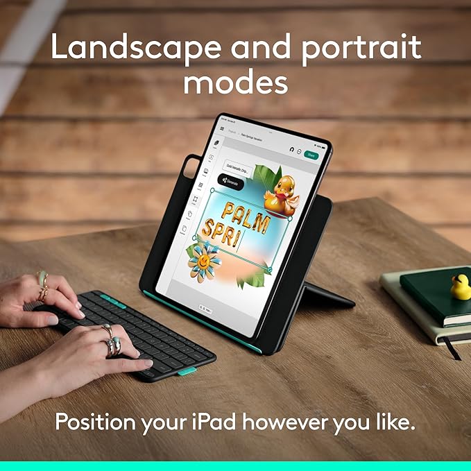 Logitech Flip Folio, Keyboard Case for iPad Pro 13-inch (M4) & iPad Air 13-inch (M2 & M3) (2024, 2025) - Protective & Stowable Bluetooth Keyboard Case, Multi-Device - Midnight Black