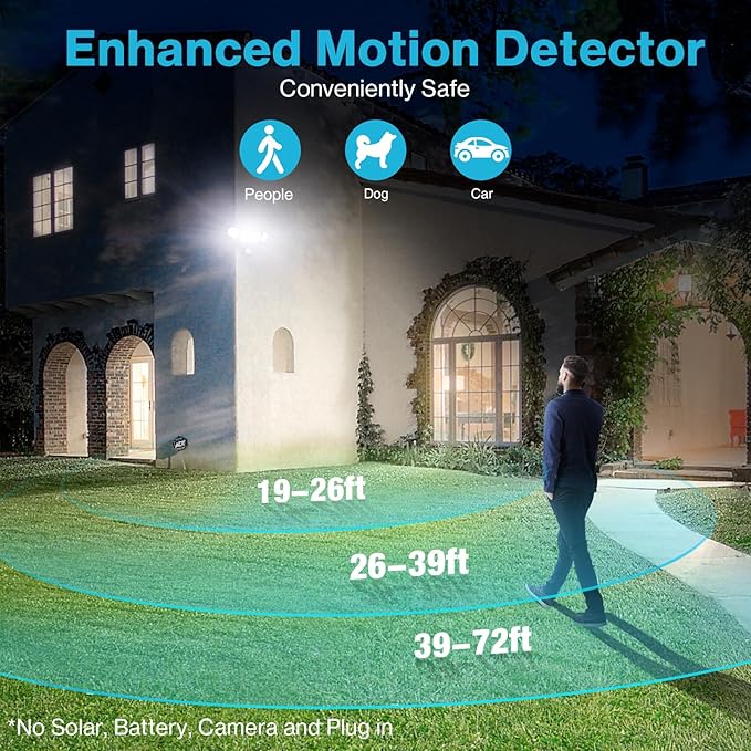 Olafus 100W LED Security Light Motion Sensor Outdoor Light, Motion Flood Light Dusk to Dawn, 9000LM Super Bright 6500K Exterior Motion Detector Floodlight for Garage Yard Porch Eave IP65, Black
