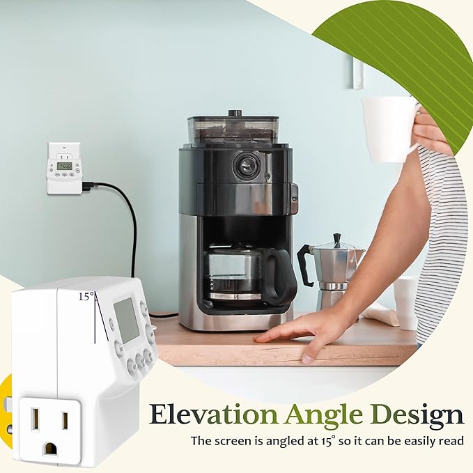 TG Heavy Duty Programmable Plug-in Digital Timer for Electrical Outlets, 7-Day Schedule, Random Mode, Daylight Savings, White