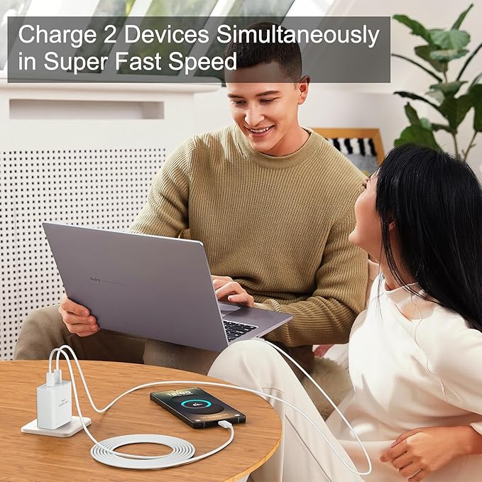 45W USB-C Super Fast Charger, 2-Port 45 Watt Type C Charger Fast Charging Block with 6.6FT USB C Cable Cord for Samsung Galaxy S25 Ultra/S25+/S25/S24/S23 Ultra/S23+/S22 Ultra/S22+/S20 Ultra-White