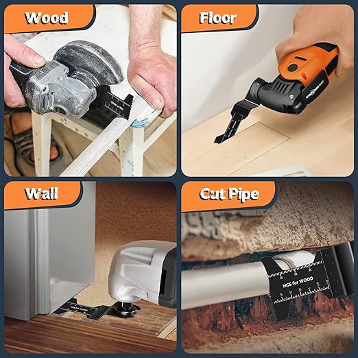 FORCA Universal Oscillating Saw Blades 52 pcs Fine Tooth Multi Tool Blades Kit for Quick Cutting, 1-3/4” Multitool Blades with High Carbon Material for Wood, Compatible with 95% Oscillating Tools Mod