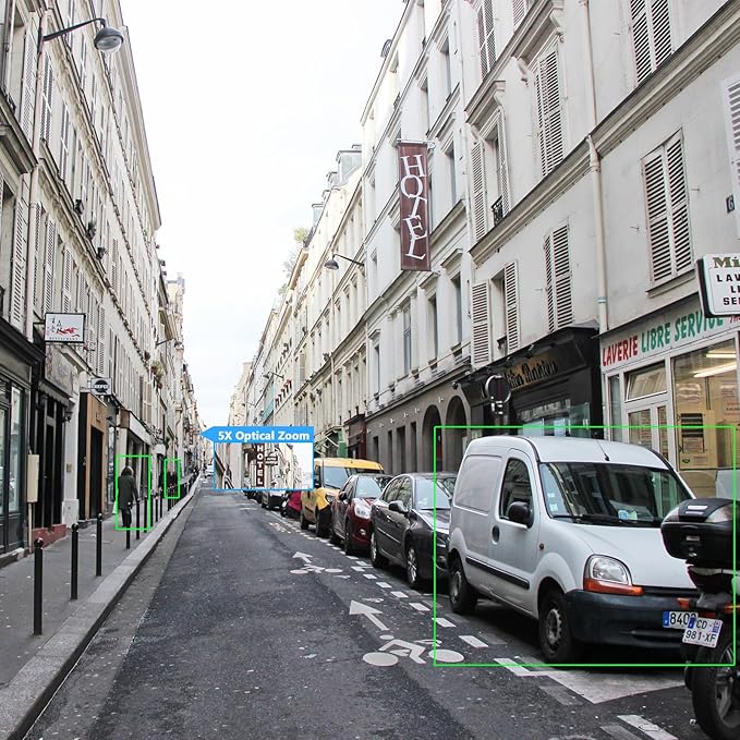 8MP 4K PoE IP Security Camera, H.265 Dome IP Camera with Smart Dual Light Colorvu, 5X Optical Zoom, Two Way Talk, SD Card Slot, 98ft Night Vision, 110°Wide Angle, Human/Vehicle Detection