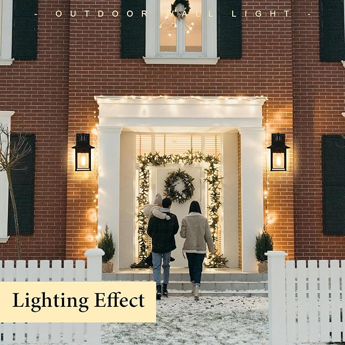 Porch Lights with Motion Sensor - Dusk to Dawn Outdoor Wall Lights, Exterior Motion Lights for House, Patio - 2Pack