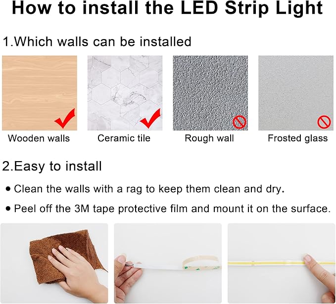 COB LED Strip Light Warm White, High Bright LED Lights with 2400LEDs, RF Remote and UL Power Supply, 2700K Dimmable LED Rope Lights for Mirror, Bedroom, Kitchen, DIY Home Decoration