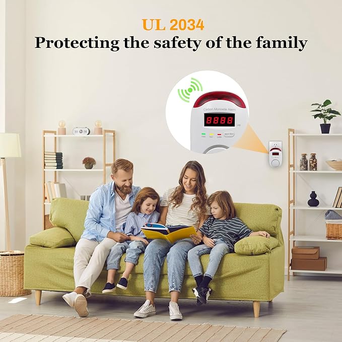 4 Packs Plug in Carbon Monoxide Detector, Portable Carbon Monoxide Alarm with LED Digital Display, AC Plug in Wall CO Detector Monitor with Light and Voice Alert for Home/Apartment/Hotel