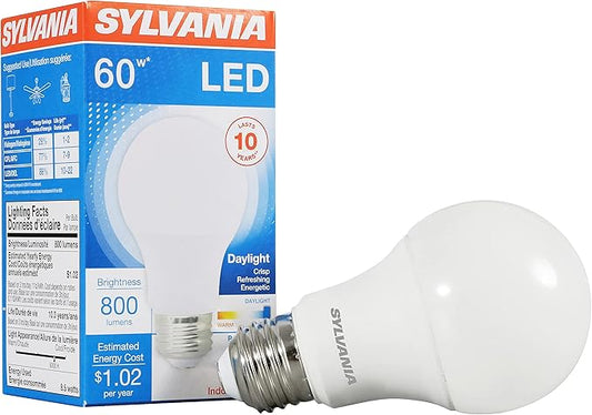 SYLVANIA LED Light Bulb, 60W Equivalent A19, Efficient 8.5W, Medium Base, Frosted Finish, 800 Lumens, Daylight - 1 Pack (79281)