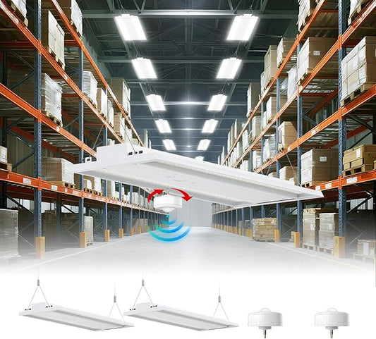 LED Linear High Bay Light, Adjustable 400W/320W/240W/100W With Motion Sensor, 60000LM, 100-277V, 0-10V, 5000K, Commercial Linear High Bay Led Shop Lights for Warehouse Industrial Workshops, 2 Pack, UL