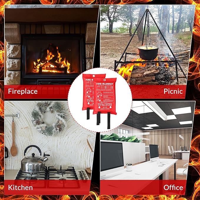 Jerify 8 Pack Fire Blanket for Home Emergency Fire Blanket 47 x 47 Inch Kitchen Fire Suppression Blanket Fiberglass Fire Blanket Flame Retardant Protection and Heat Insulation (Red)