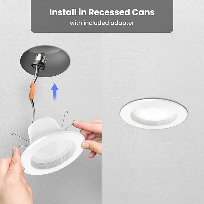 Feit Electric LED Recessed Downlight, fit Most 5-6" Housing Cans, Baffle Trim, Dimmable, 75W Equivalent 10.2W, 925 LM Retrofit kit, 75 Watt, 2700K Soft White, 6-Pack LEDR56B/927CA/MP/6