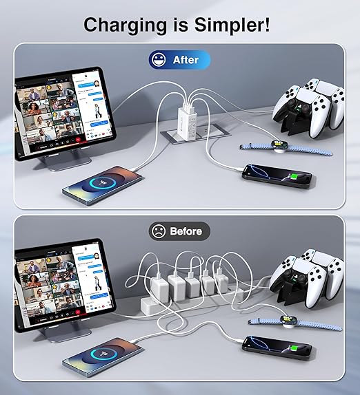 60W Fast Charger Block,2-Pack USB C Wall Charger,5-Port Dual 30W PD Charging Adapter+QC 3.0 Wall Plug Multiport Total Power 60W Type C Charging Cube Brick for iPhone 16/15/14/13/Pro Max,iPad,Galaxy