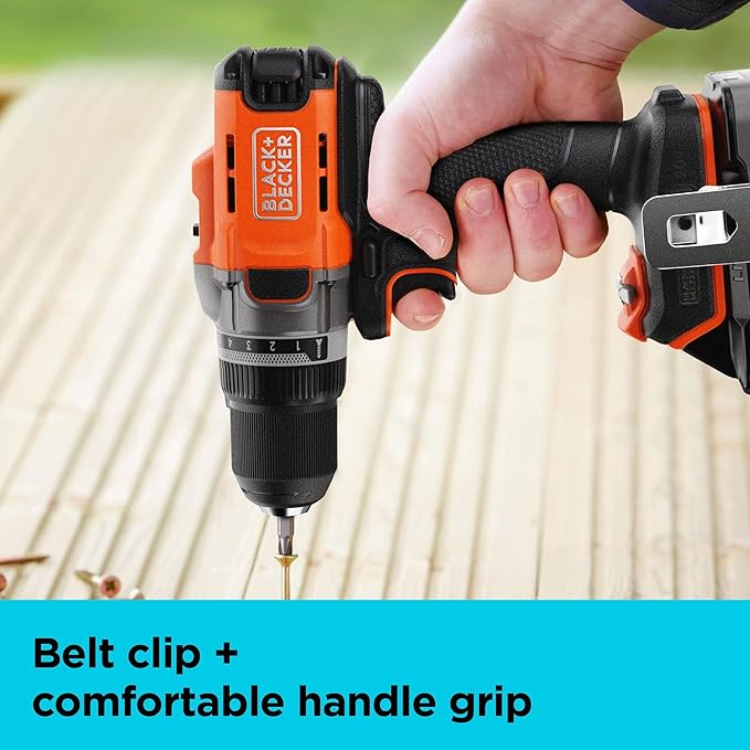 BLACK+DECKER Cordless Drill Driver, Power Drill with Battery and Charger Included, 20V MAX POWERCONNECT (BCD382DS1)