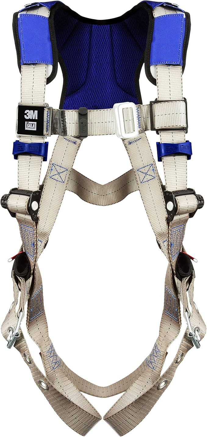 3M DBI-SALA ExoFit X100 Comfort Vest Safety Harness Fall Protection, OSHA, ANSI, General Purpose, 1 D-Ring, Tongue Buckle Leg Strap, Pass-through Chest Buckle, Zinc Plated Steel, 1401001, Medium