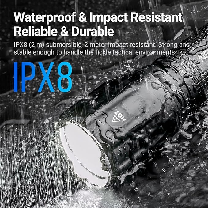 NEXTORCH TA30C MAX Tactical Flashlight High Lumens, Powerful Emergency Rechargeable Compact Bright Flashlight with 5 Modes & Strobe & Ceramic Bead Broken Window, for Outdoor Use