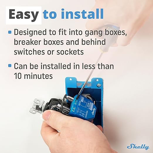 Shelly Plus 1 UL | WiFi Smart Relay Switch with Dry Contacts | Home Automation | Bluetooth Gateway | Alexa, SmartThings & Google Home Compatible | No Hub | DIY Remote Control | Garage Door Opener