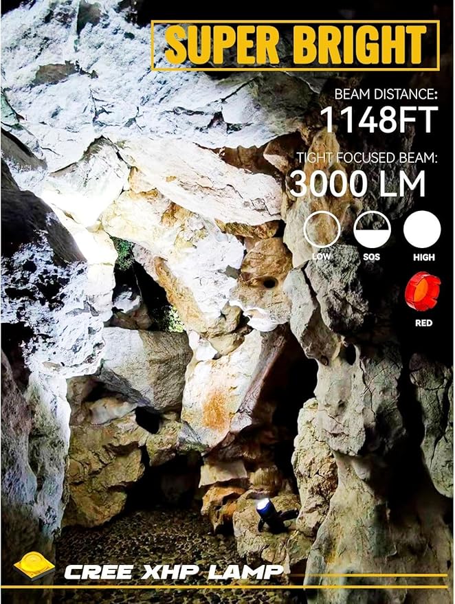 Durapower Rechargeable Spotlight, 3000 Lumens LED Handheld Spotlight, 7800mAh Long Lasting IP67 Waterproof Flashlight Portable for Marine Boat Hunting