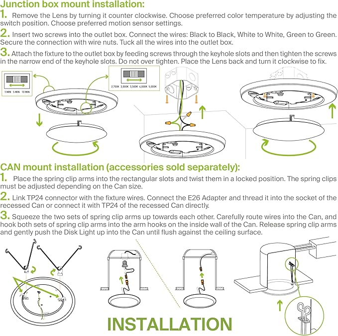 ASD 6 Pack Motion Sensor LED Disk Lights 6 Inch, 15W 5CCT 2700-5000K 1149LM CRI90+, Indoor Ceiling Flush Mount Light Fixture, Low Profile Lighting for Closet, Hallway, Pantry, Porch, Garage, Black, UL