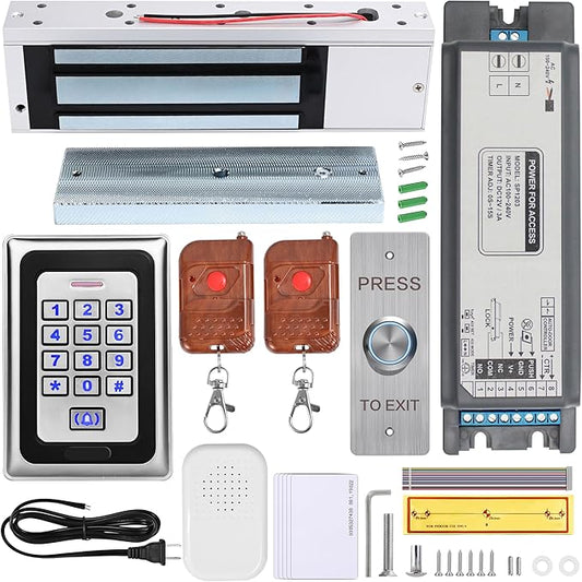 Smart Access Control System Kit – Metal Touch Keypad, 1200LB Magnetic Lock, Tuya App Remote Access, 2 Remote Controls, RFID Cards, Metal Exit Button – for Home/Office (K3-1-1200lbs Lock Kit)