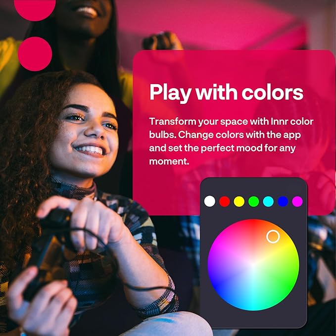 innr Zigbee A19 Smart Bulb, Works with Hue*, Alexa, SmartThings (Hub Required), White & Color, E26 LED Bulb, Color Changing Light Bulb, up to 16 Million Colors, Dimmable, 840 Lumen, 4-Pack